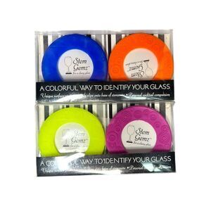 Stem Gemz Colorful Wine Glass Coasters Set of 4 NEW